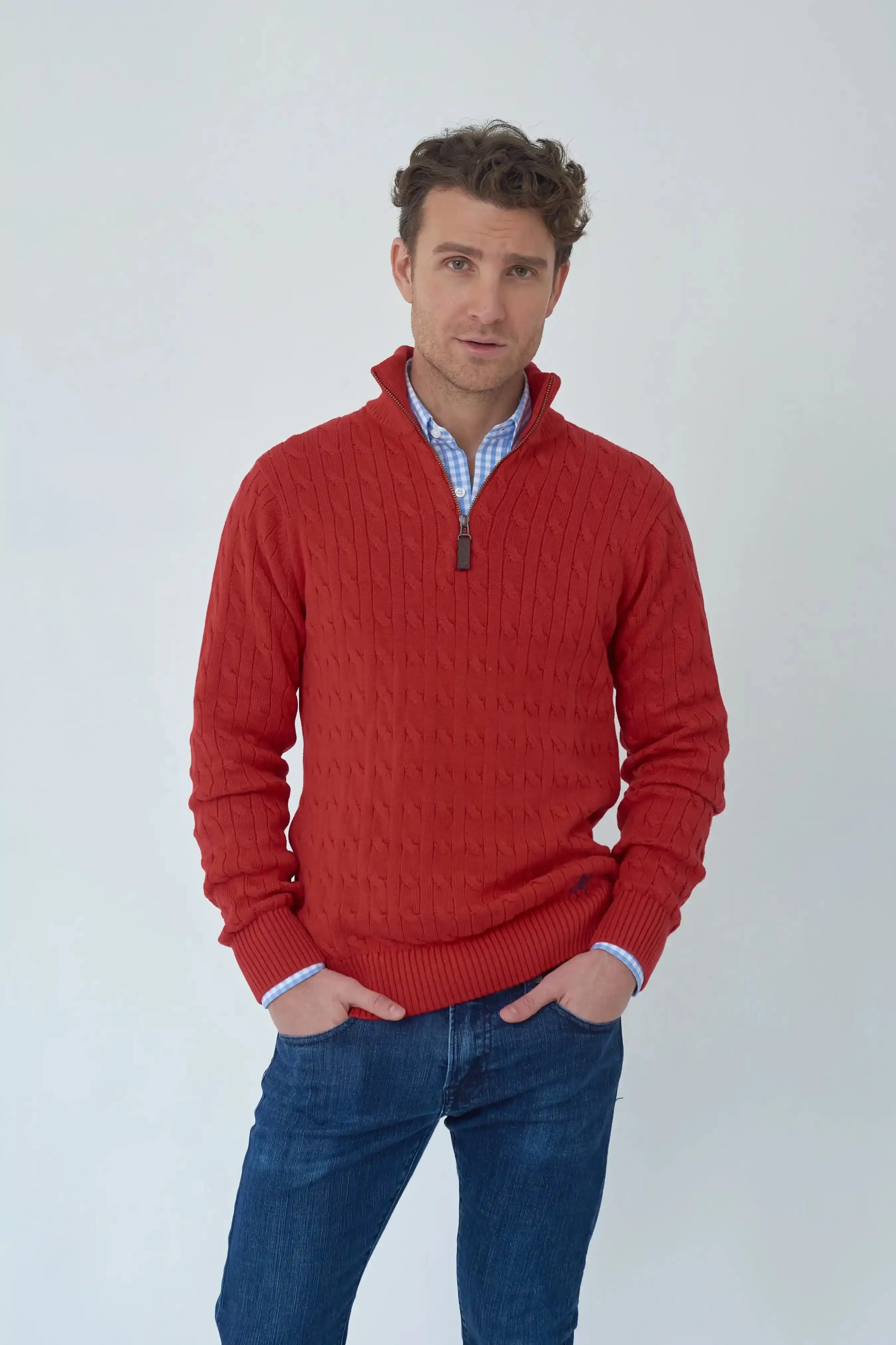 2-Pack Suéter Halfzip Trenzado
