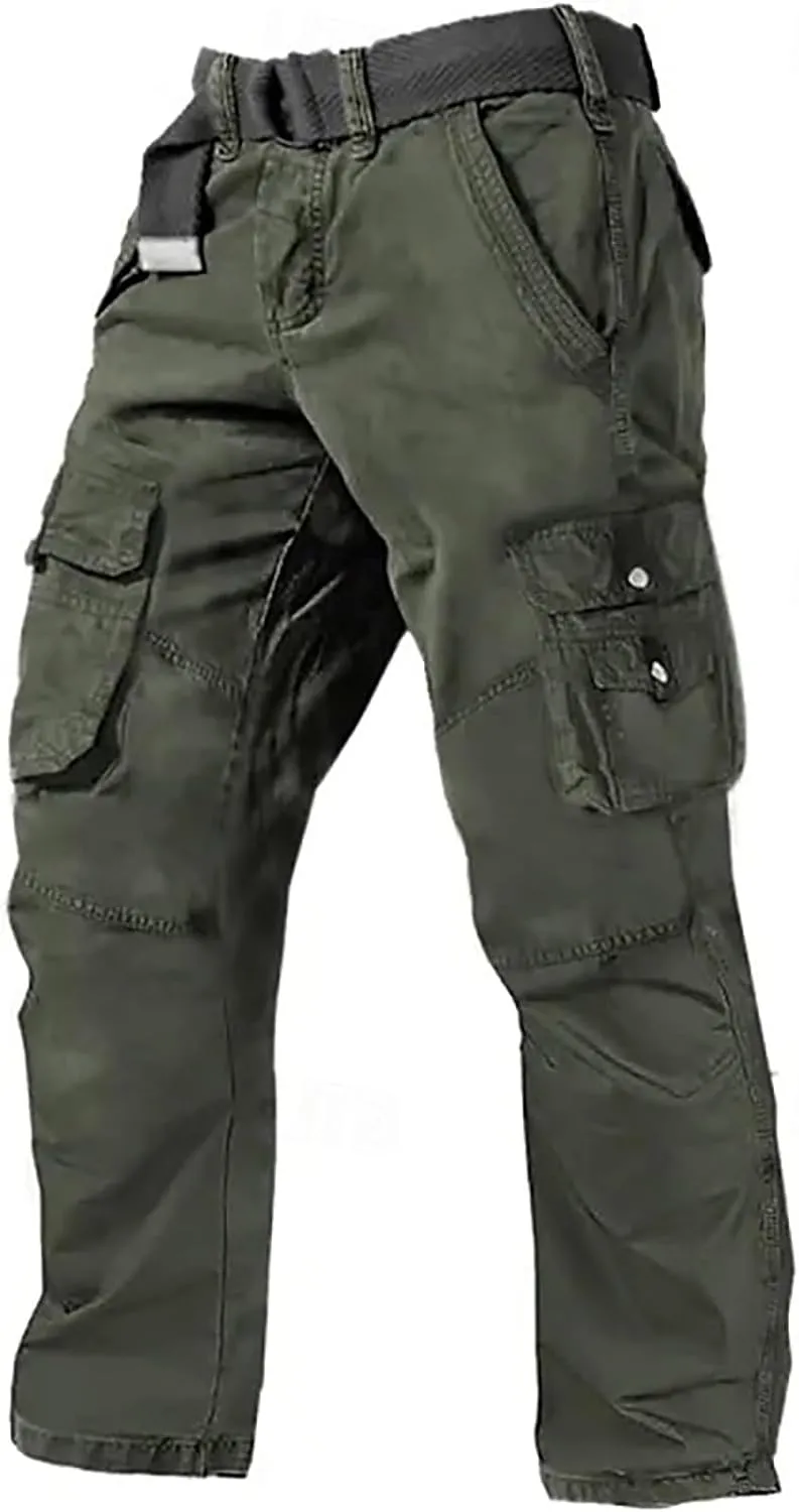 ADHOWBEW Tactical Pants for Men Pockets Stretch Construction Big and Tall Workout Work Trousers