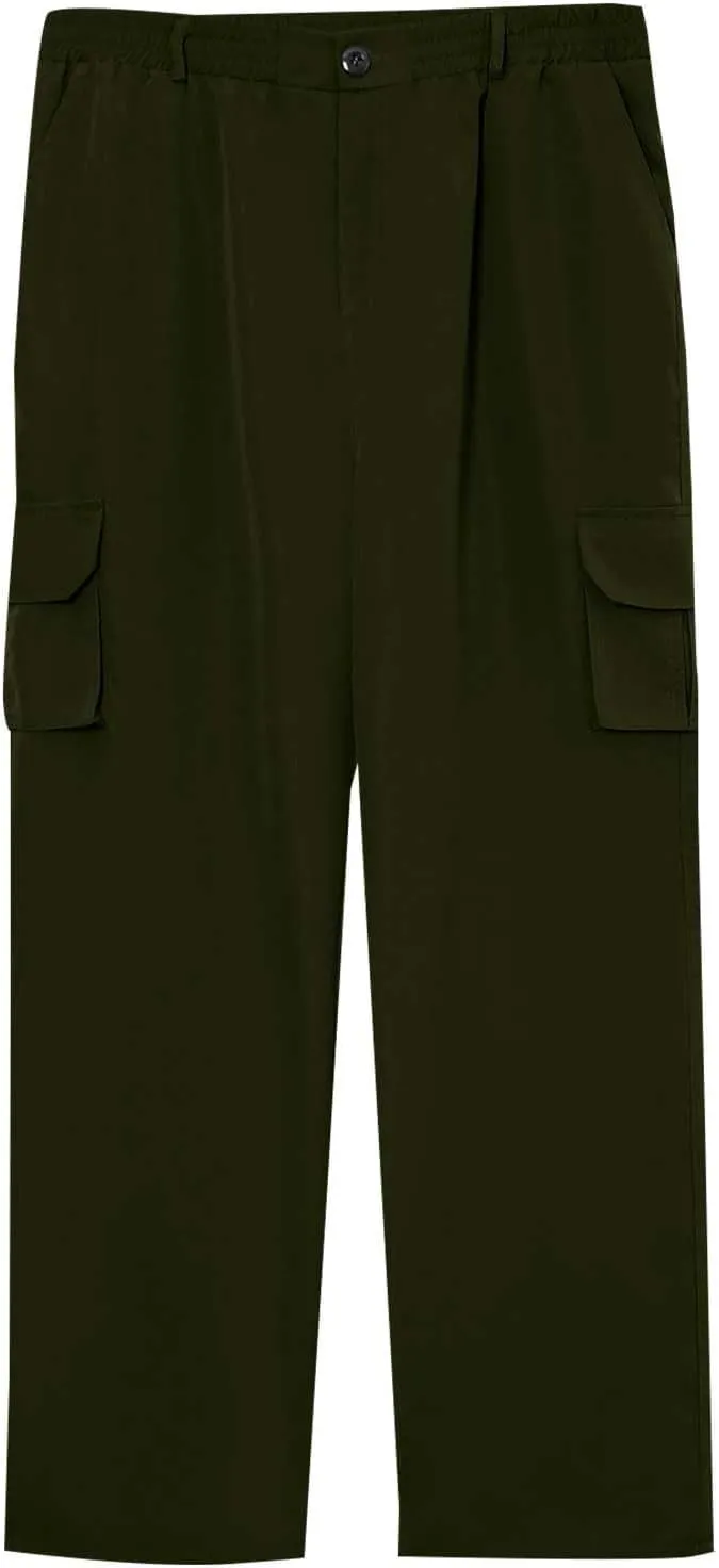 ADHOWBEW Tactical Pants Men Elastic Waist Pockets Relaxed Fit Work Construction Big and Tall Joggers