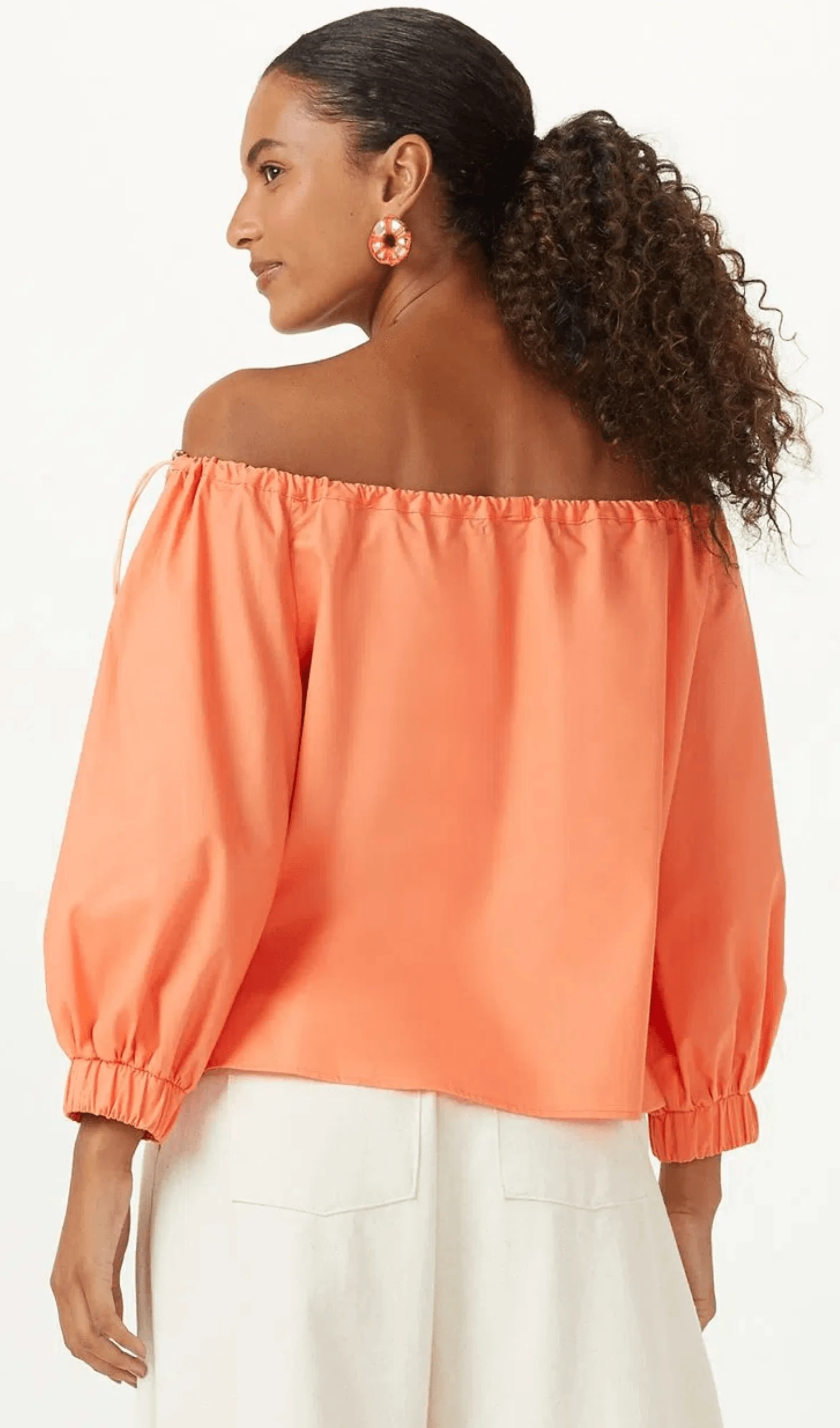 Blusa Regulagem Decote Laranja Shoulder