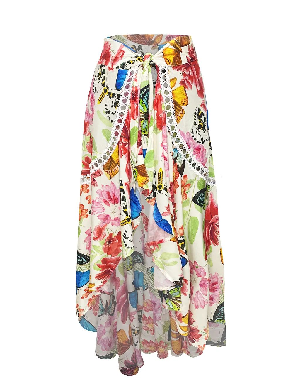 Butterfly Ruffled Ivory Skirt