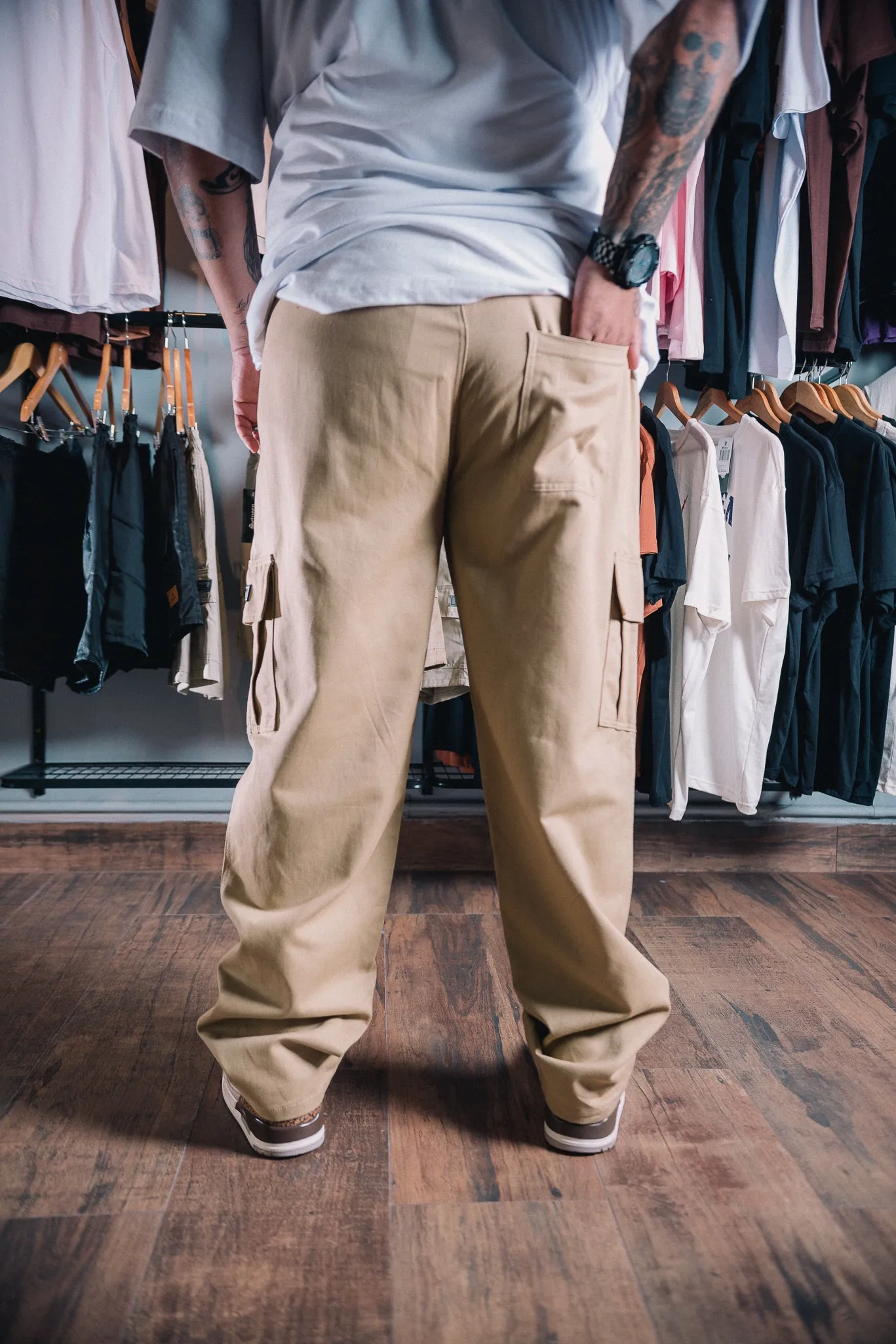 Calça Cargo Sarja Reta Plus