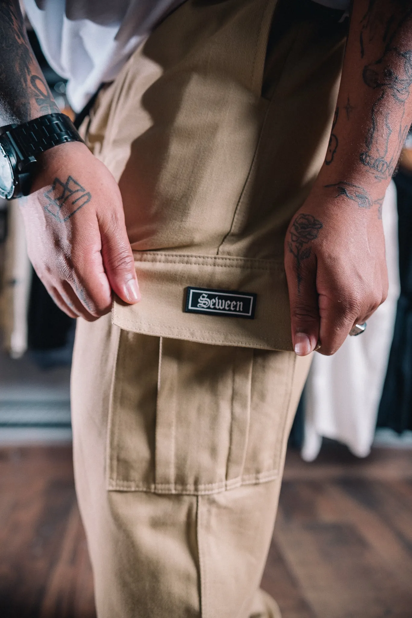 Calça Cargo Sarja Reta Plus