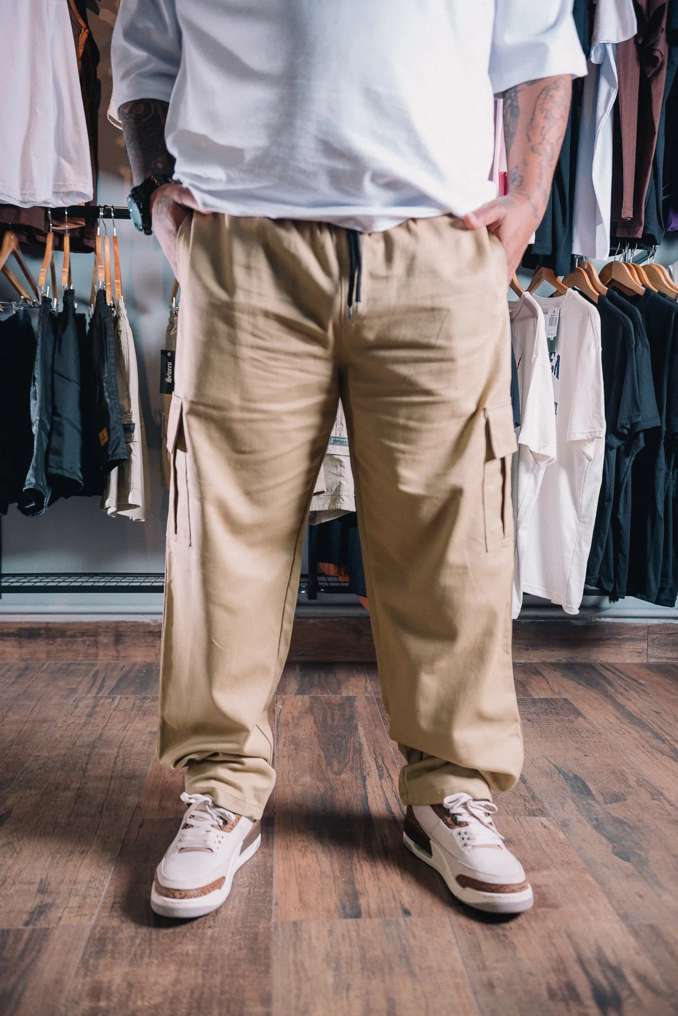 Calça Cargo Sarja Reta Plus