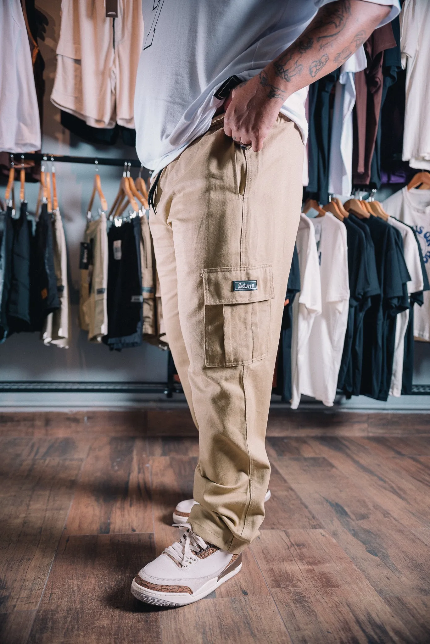 Calça Cargo Sarja Reta Plus