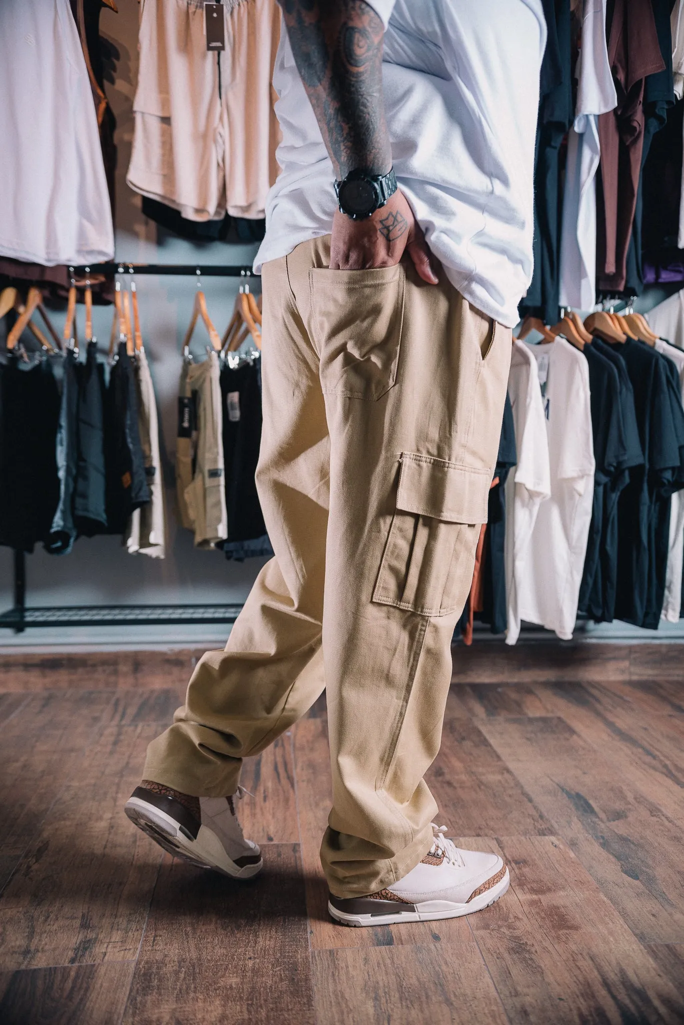 Calça Cargo Sarja Reta Plus