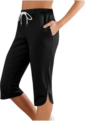 Capri Pants for Women Knee Length Petite 2025 Summer High Waisted Athletic Workout Yoga Leggings with Pockets