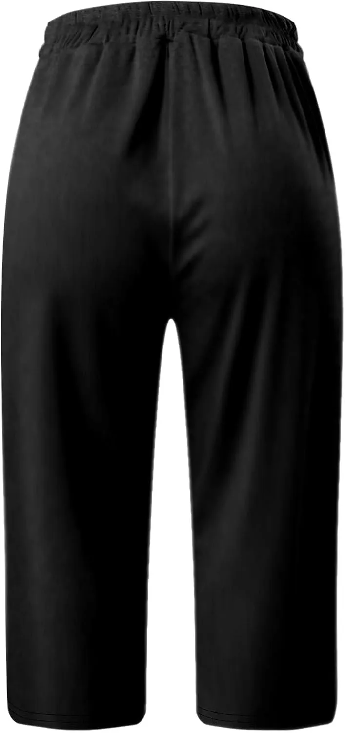 Capri Pants for Women Knee Length Petite 2025 Summer High Waisted Athletic Workout Yoga Leggings with Pockets