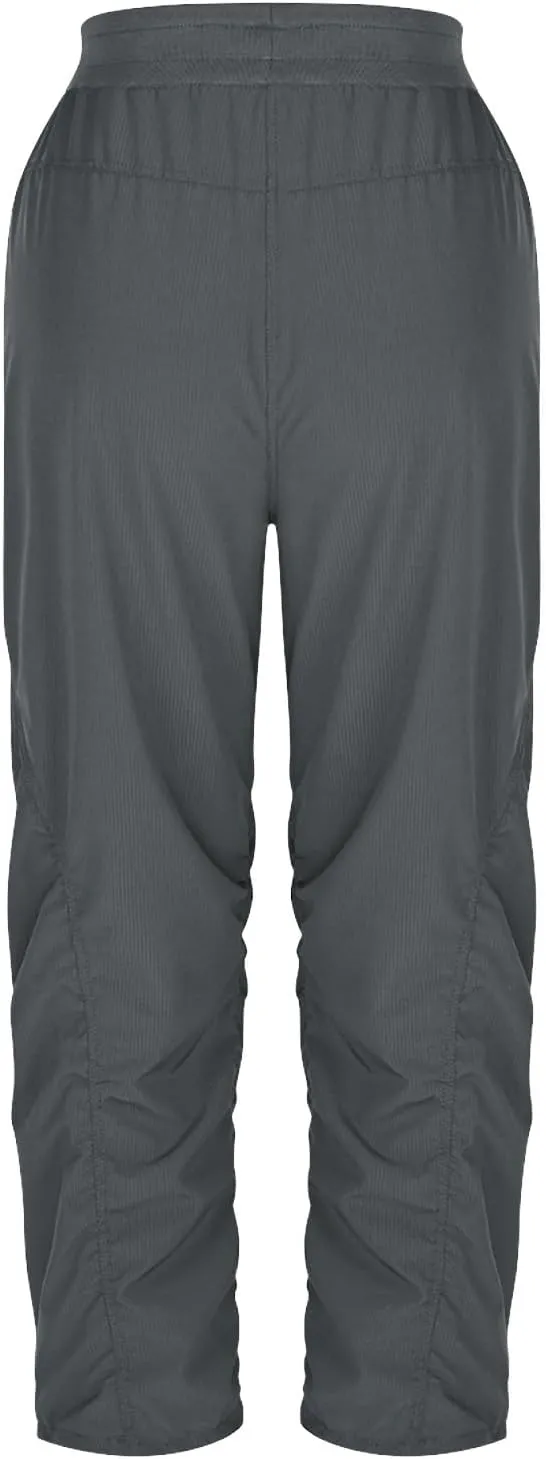 Capri Pants for Women Lightweight Hiking Pants Comfy Outdoor Running Pants Drawstring Ruched Crop Pants with Pockets