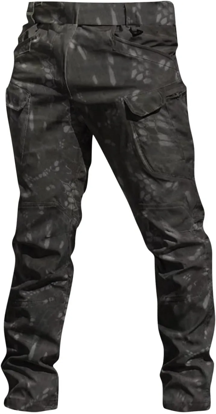 Cargo Work Pants for Men Baggy Lightweight Camo Tactical Pants Waterproof Flexcamo Hiking Pants wih Multi Pockets