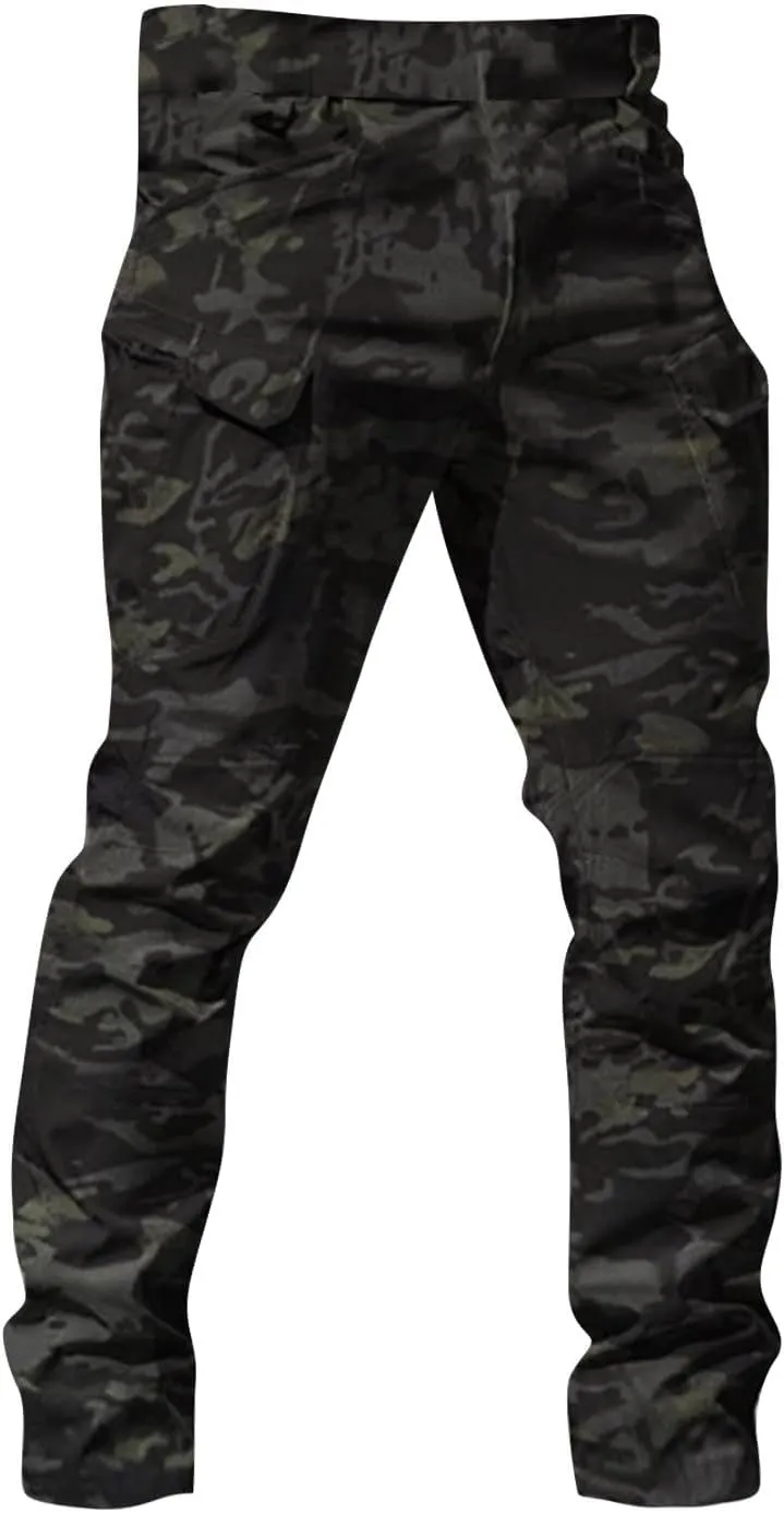 Cargo Work Pants for Men Baggy Lightweight Camo Tactical Pants Waterproof Flexcamo Hiking Pants wih Multi Pockets