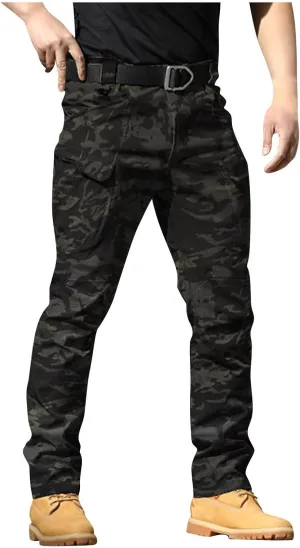 Cargo Work Pants for Men Baggy Lightweight Camo Tactical Pants Waterproof Flexcamo Hiking Pants wih Multi Pockets