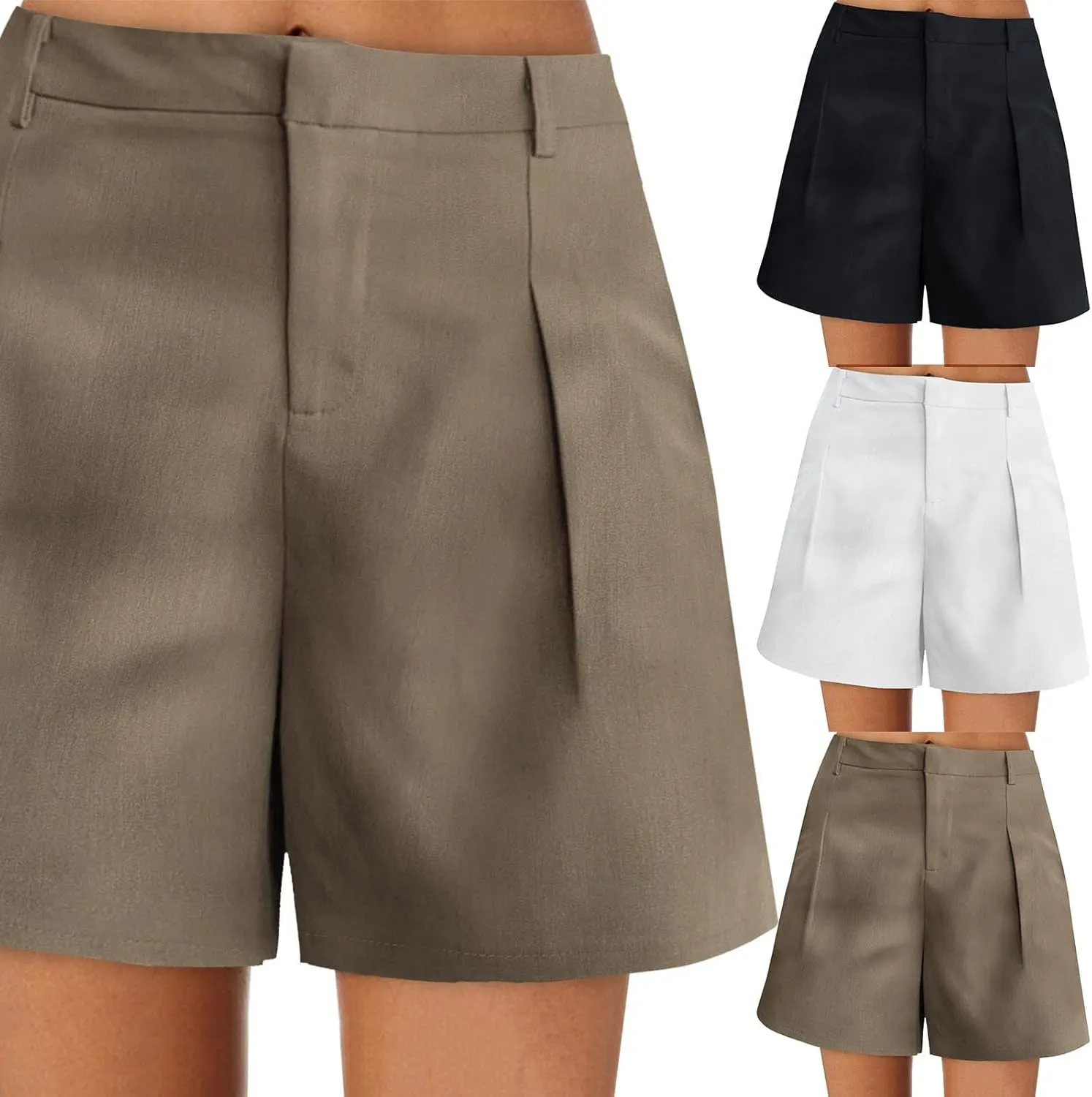 Casual Shorts for Women 2025 Summer Dressy Casual High Waist Dress Shorts Tailored Wide Leg Work Short with Pockets