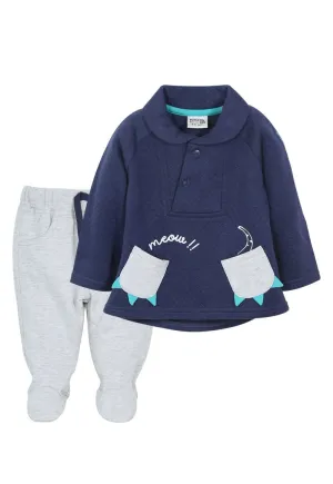Conjunto Damon Recién Nacido Azul piedra Black and Blue