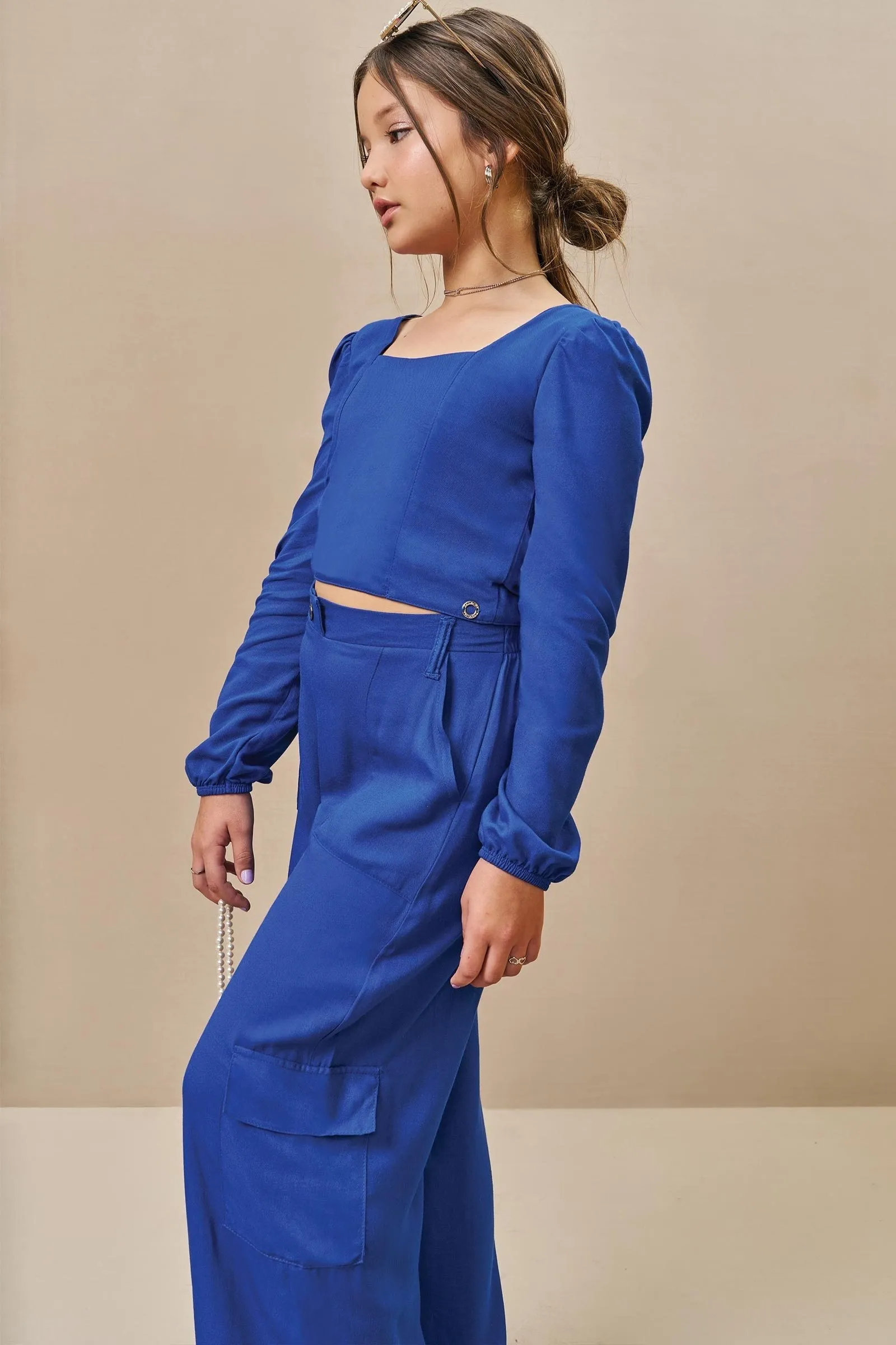 Conjunto de Blusa Cropped e Calça em Viscose Lirio 72207 Vic&Vicky