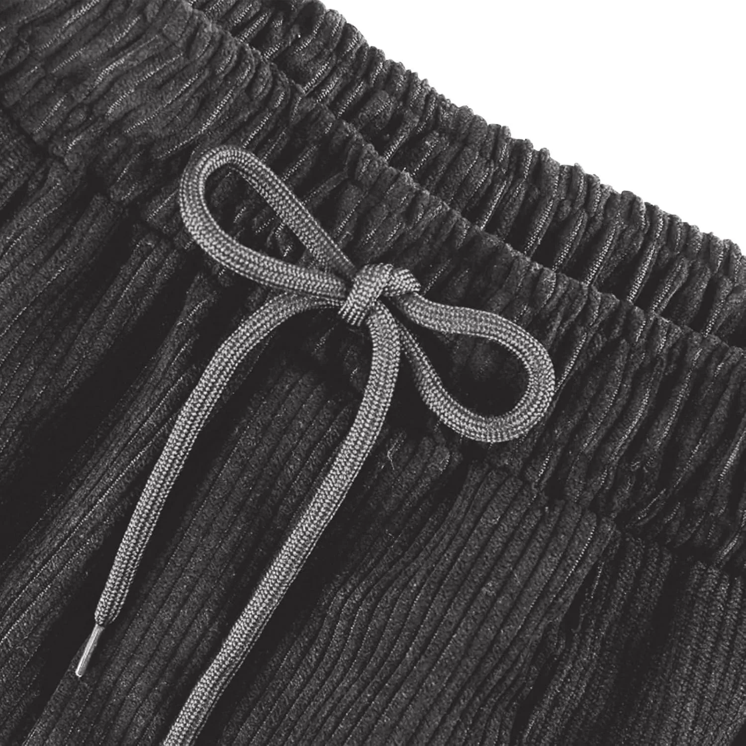 Corduroy Pants for Women Fall Winter Full Length Pant High Waist Straight Leg Pants Casual Drawstring Elastic Trouser