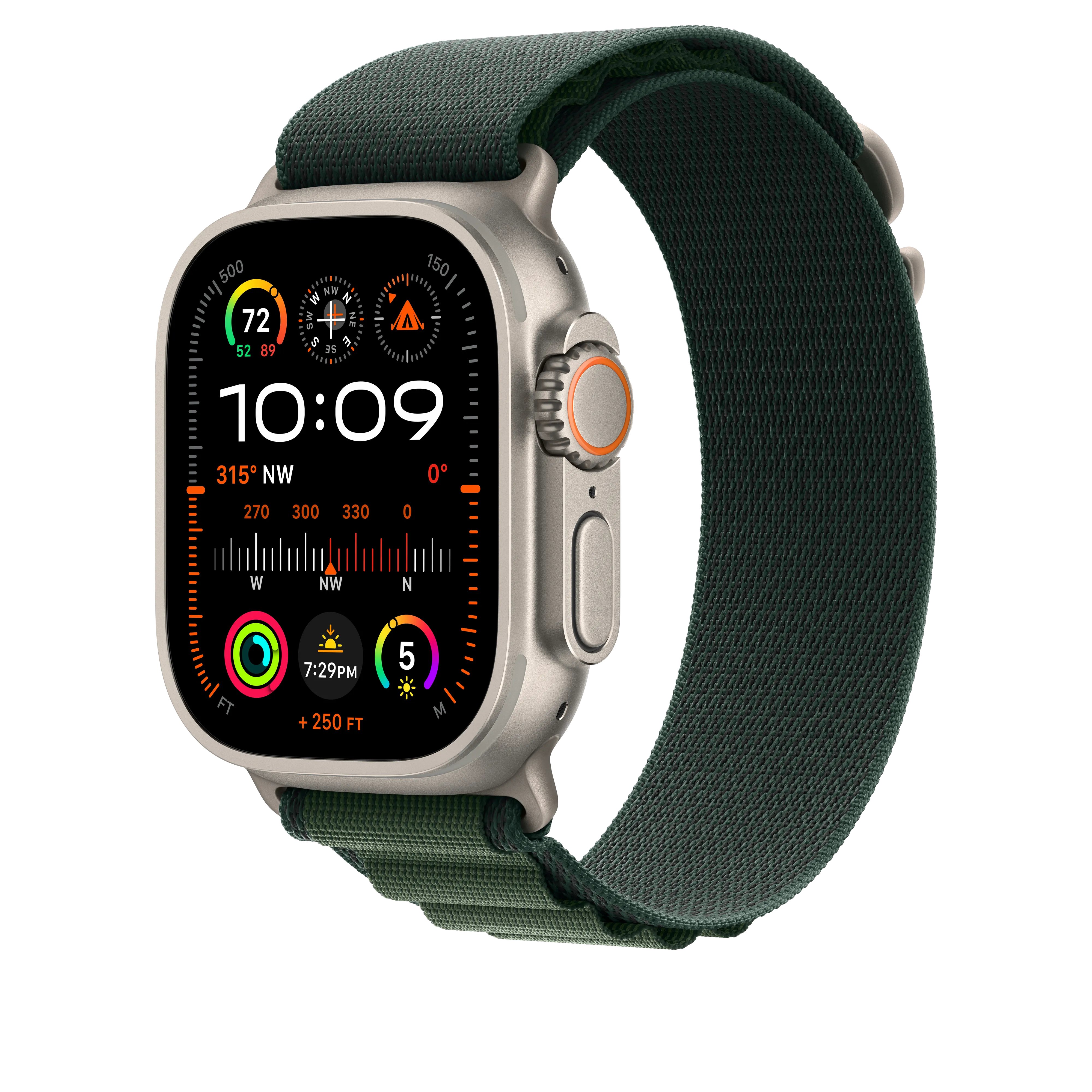Correa Loop Alpine verde oscuro (49 mm) - Talla S - Titanio natural