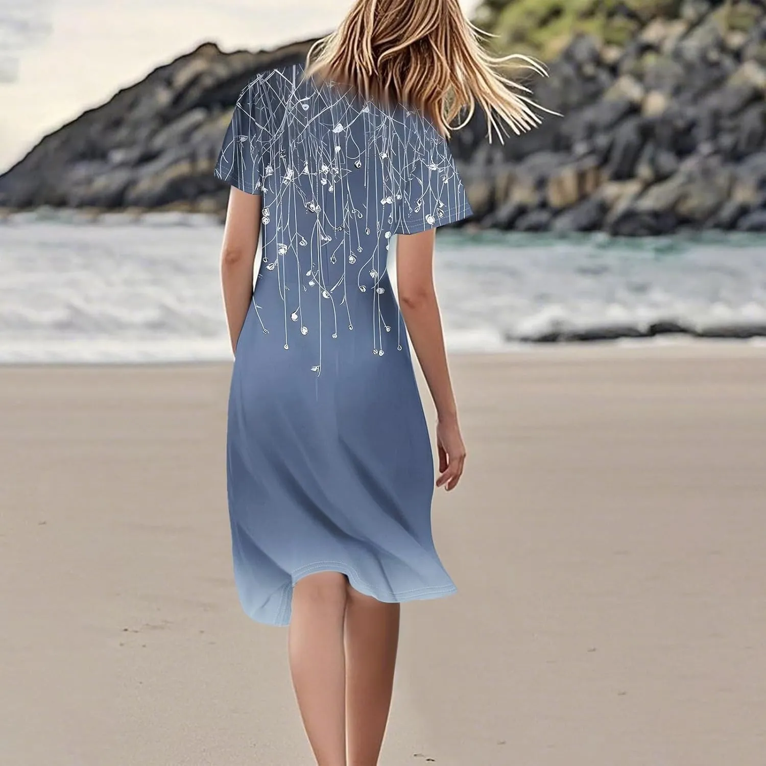 Floral Wedding Guest Dresses for Women Elegant Flutter Sleeve Empire Waist Short Dresses Boho Church Outfits