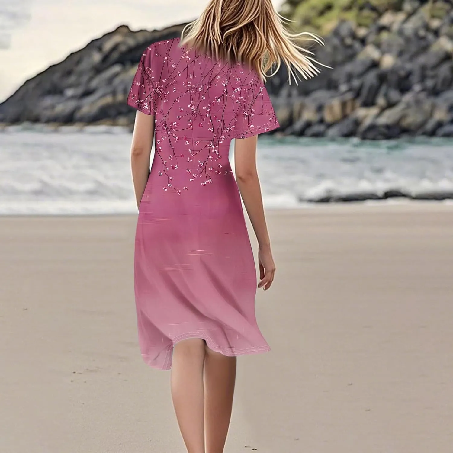 Floral Wedding Guest Dresses for Women Elegant Flutter Sleeve Empire Waist Short Dresses Boho Church Outfits