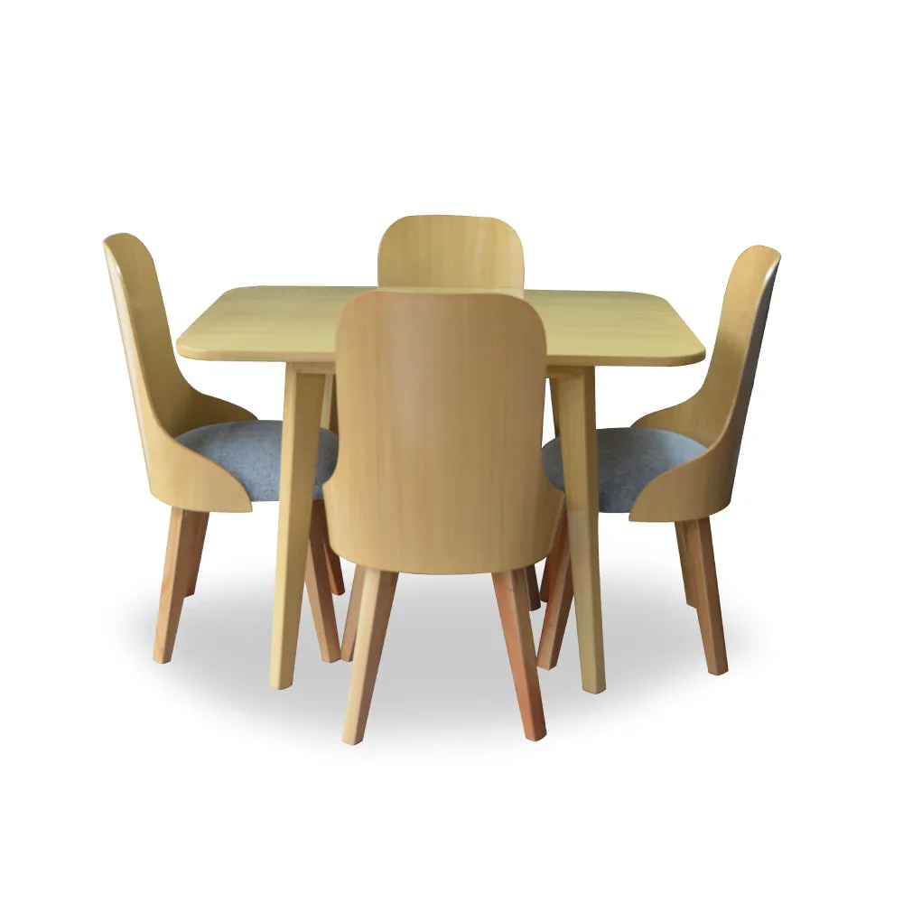Juego de Comedor  Malaga   4 Sillas Tela Gris