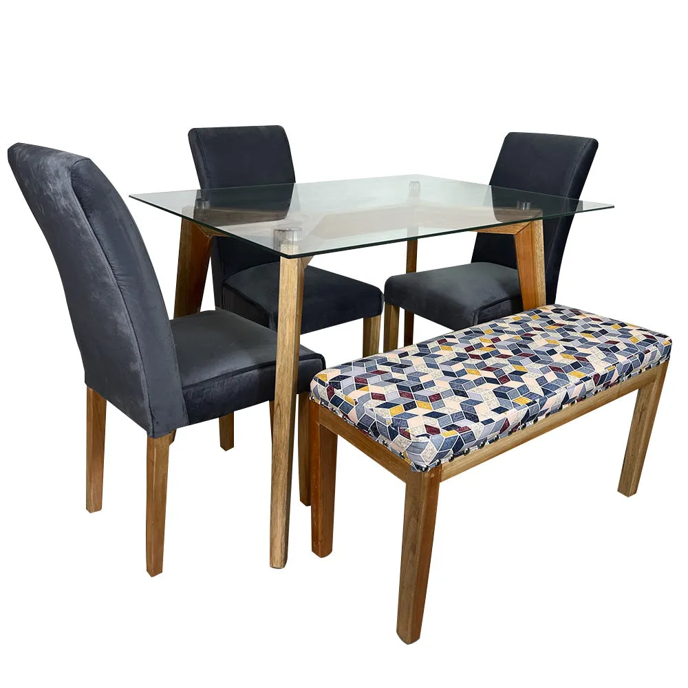 Juego de Comedor  Rio 5 Puestos Tela Petfriendly Gris Decorativo