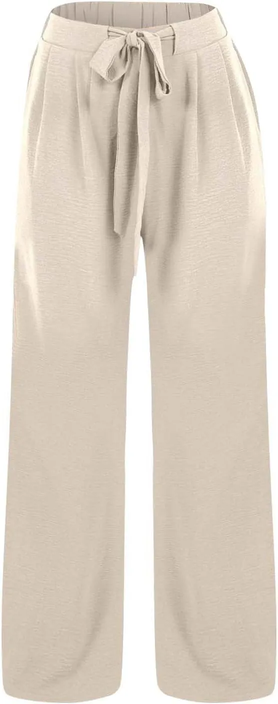 Kids Girls Baggy Palazzo Pants Loose Wide Leg Straight Drawsting High Waist Trousers Daily Lightweight Trendy Pants