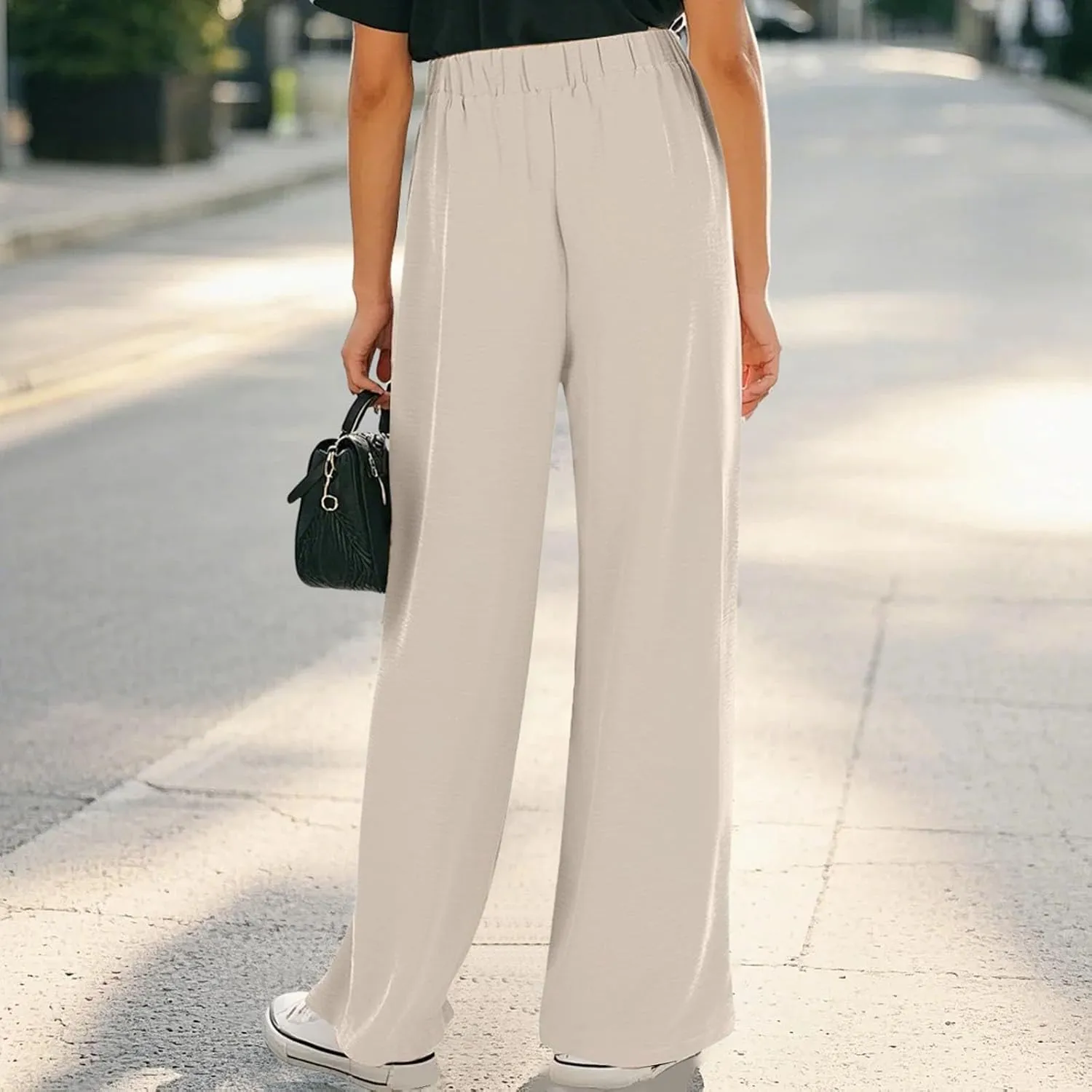 Kids Girls Baggy Palazzo Pants Loose Wide Leg Straight Drawsting High Waist Trousers Daily Lightweight Trendy Pants