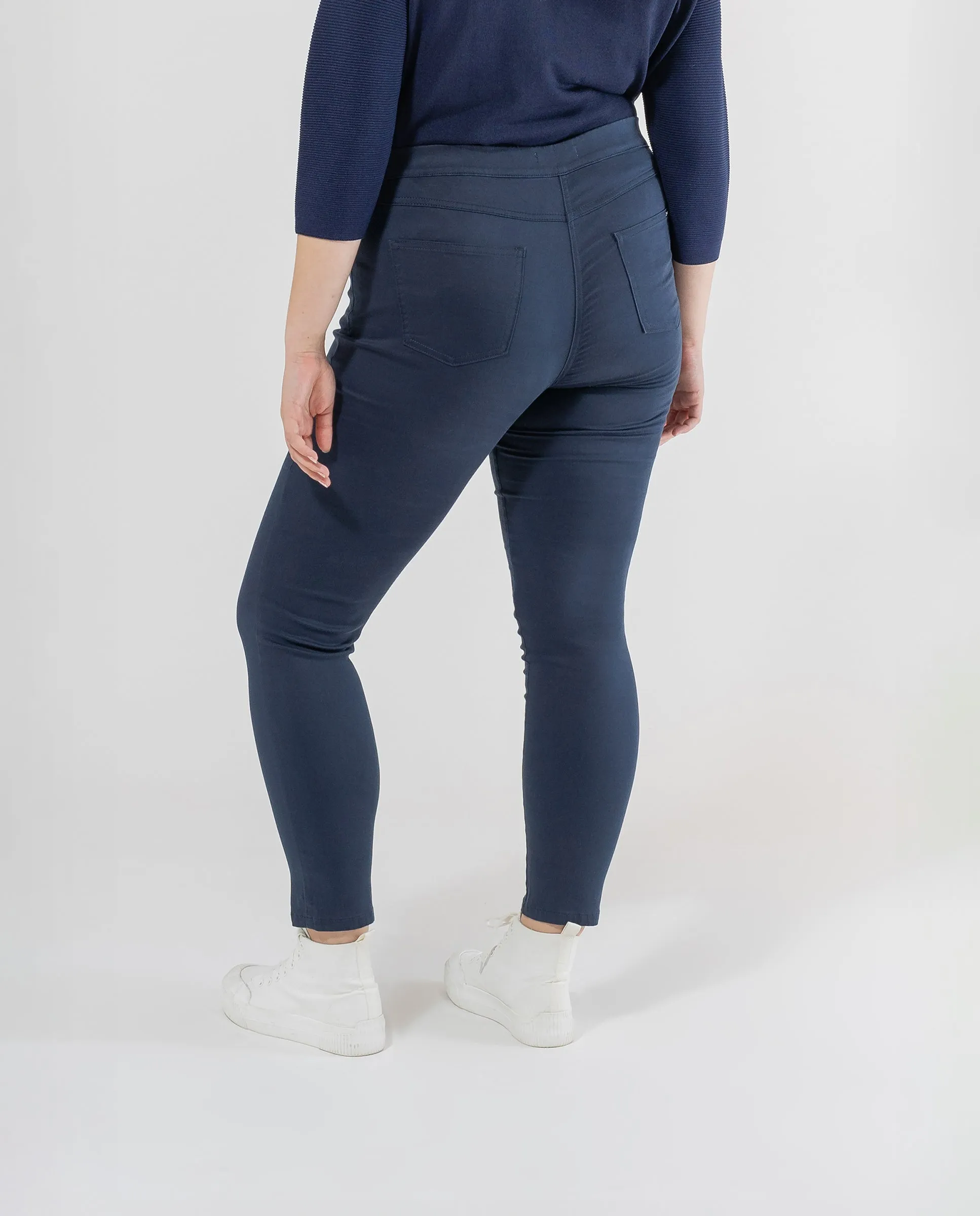 LEGGING ALGODONERO CON CINTURA DE RIB  AZUL OSCURO