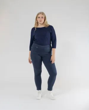 LEGGING ALGODONERO CON CINTURA DE RIB  AZUL OSCURO
