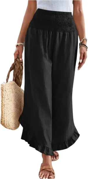 Linen Palazzo Pants Women Summer Boho Wide Leg High Waist Lounge Pant 2025 Casual Beach Vacation Outfits