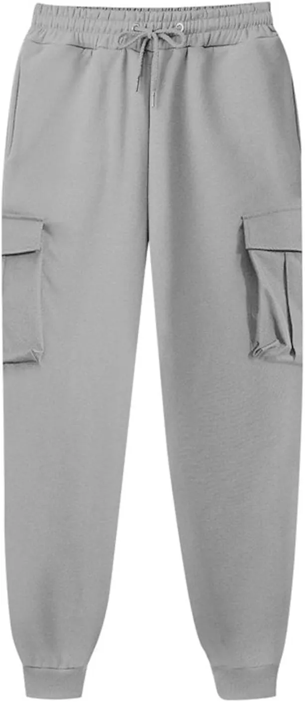 maisdgop Womens Cargo Pants Casual High Waisted Drawstring Pants Baggy Wide Leg Sweatpant Oversized Trousers with Pockets