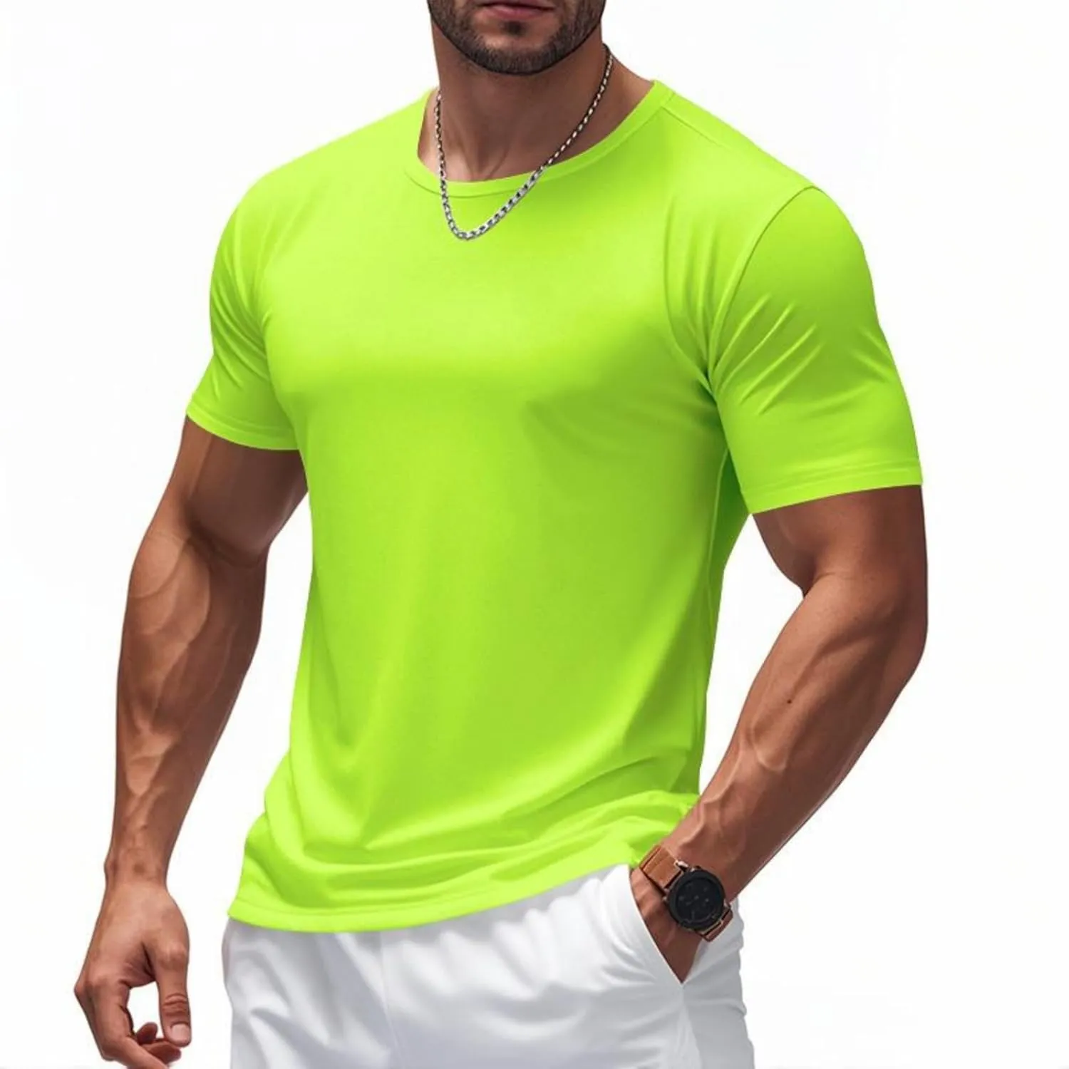 Men Summer T Shirt Short Sleeve Workout Breathable Athletic Running Tees Tops Super Soft Well-Crafted Classic Tee