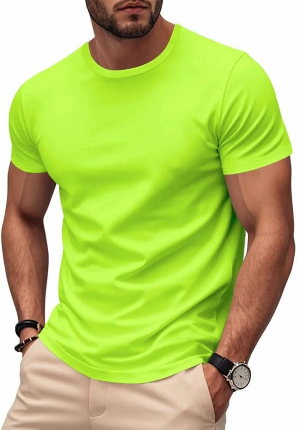 Men Summer T Shirt Short Sleeve Workout Breathable Athletic Running Tees Tops Super Soft Well-Crafted Classic Tee