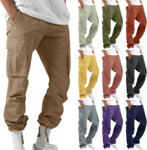 Mencomfy Cargo Pants Lightweight Outdoor Hiking Tactical Pants Palcomfy Elastic Waist Wide Leg Joggers with Pockets