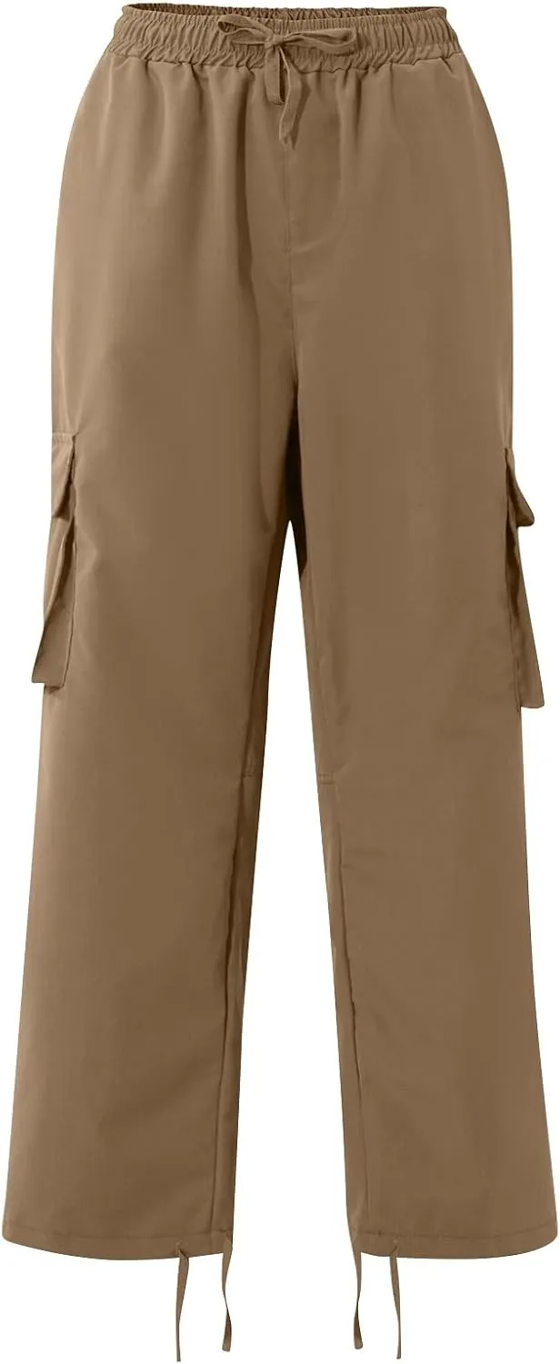 Mencomfy Cargo Pants Lightweight Outdoor Hiking Tactical Pants Palcomfy Elastic Waist Wide Leg Joggers with Pockets