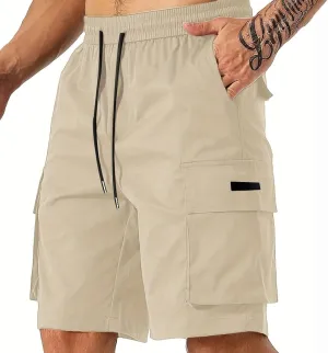 Mens Cargo Shorts Lightweight Stretch Hiking Short Gym Casual Shorts Elastic Waistband 6 Pockets