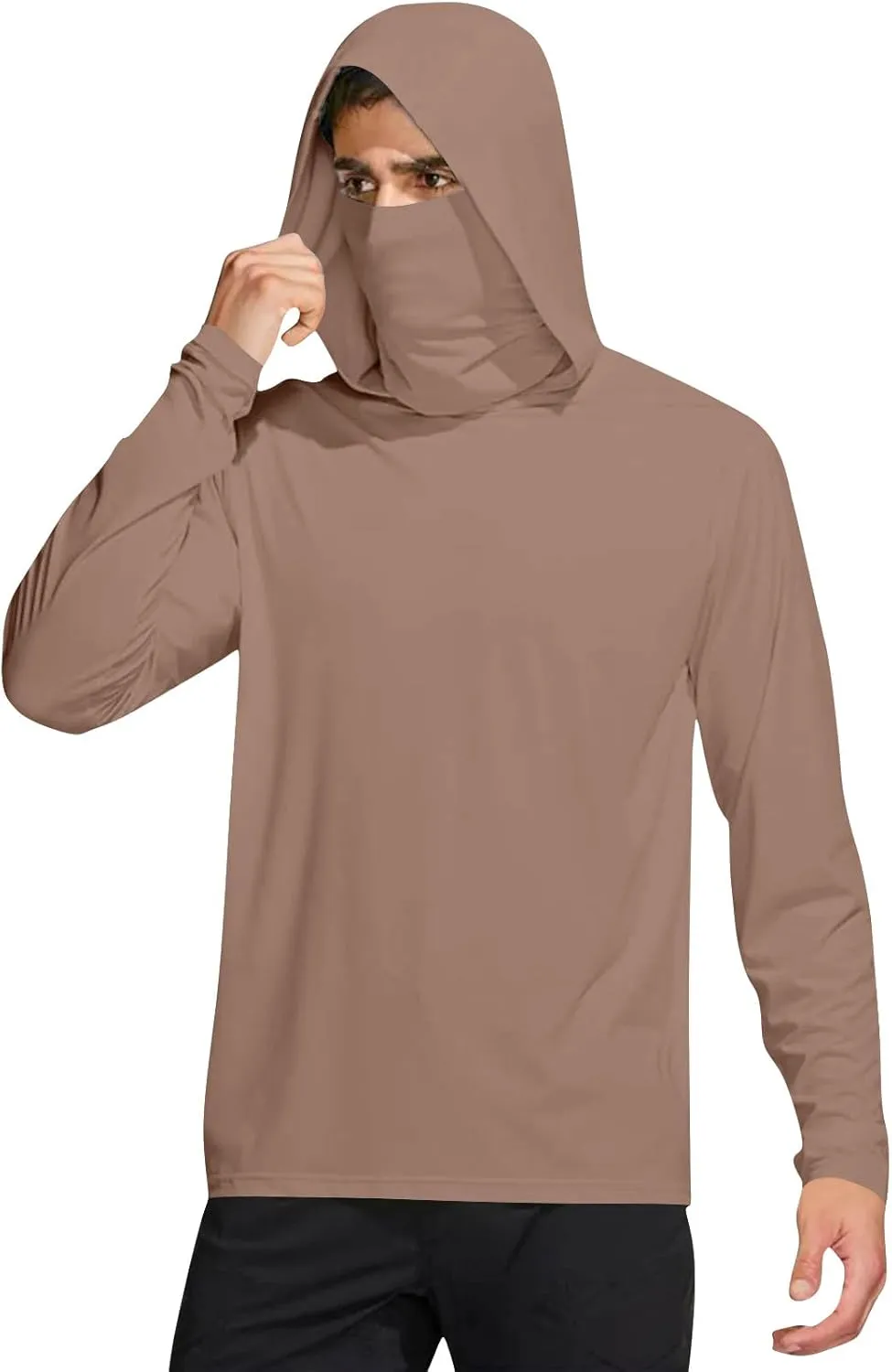 Men's UPF 50  Sun Protection Shirt with Mask Lightweight Long Sleeve Hooded Cooling Hiking Fishing Performance Shirts