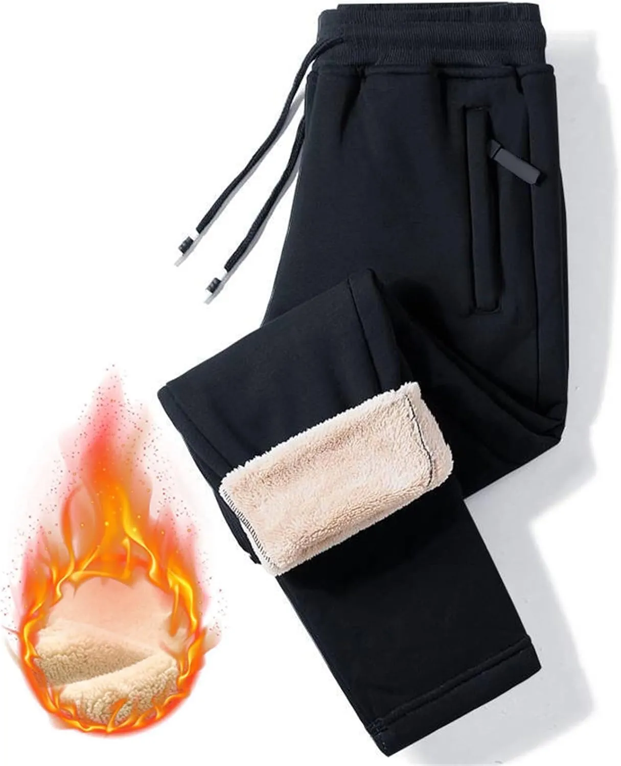 Men's Winter Fleece Pants Sherpa Lined Sweatpants Active Running Jogger Pants Thermal Thick Insulated Sweatpants for Men