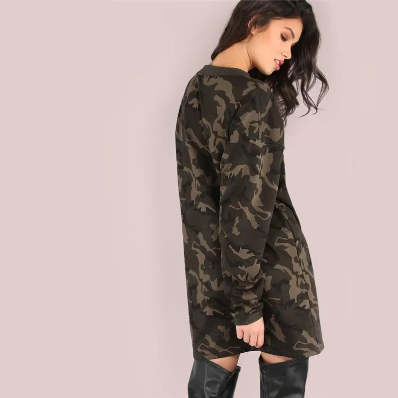 Oversized Lace Up Long Sleeve Sweatshirt