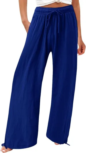 Pantalones para Mujer Linen Pants Comfy Work Pants with Elastic High Waist Paper Bag Linen Dress Pants for Women