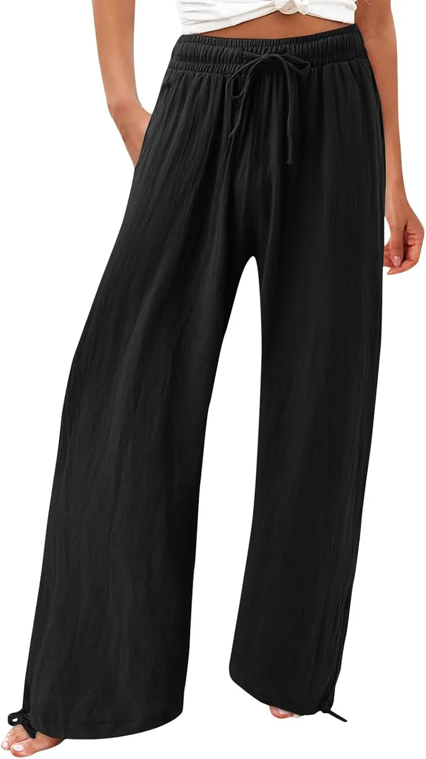 Pantalones para Mujer Linen Pants Comfy Work Pants with Elastic High Waist Paper Bag Linen Dress Pants for Women