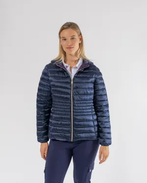 PARKA ENTALLADA CON CAPUCHA AZUL OSCURO