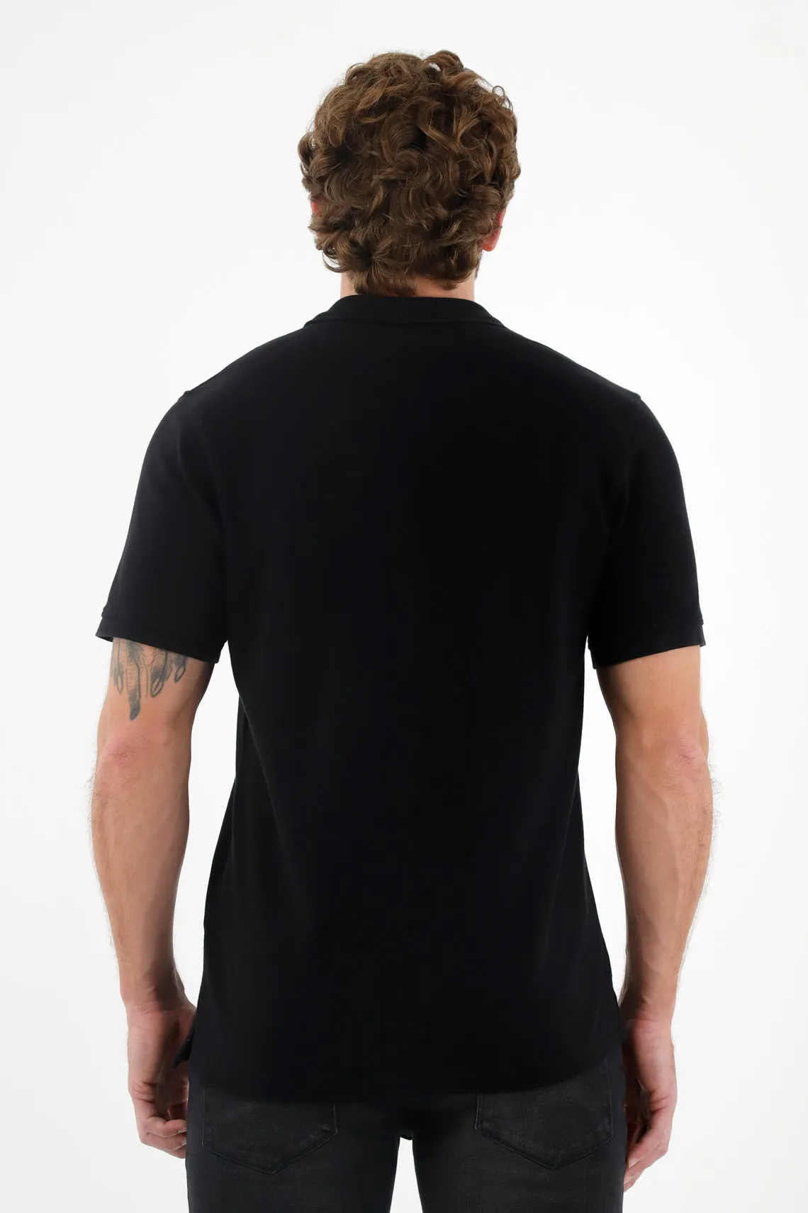 Polo negra multicolor para hombre