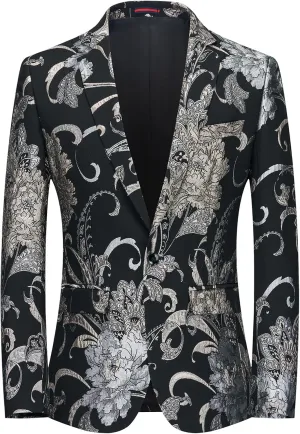 Rogers & Morris Blazer for Men Casual Slim fit Suit Jacket Dress Party Floral Men's Sport Coat Chaqueta de Traje para Hombre