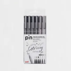 Set 6 Rotuladores Punta Pincel Brush Uni Pin Fine Line