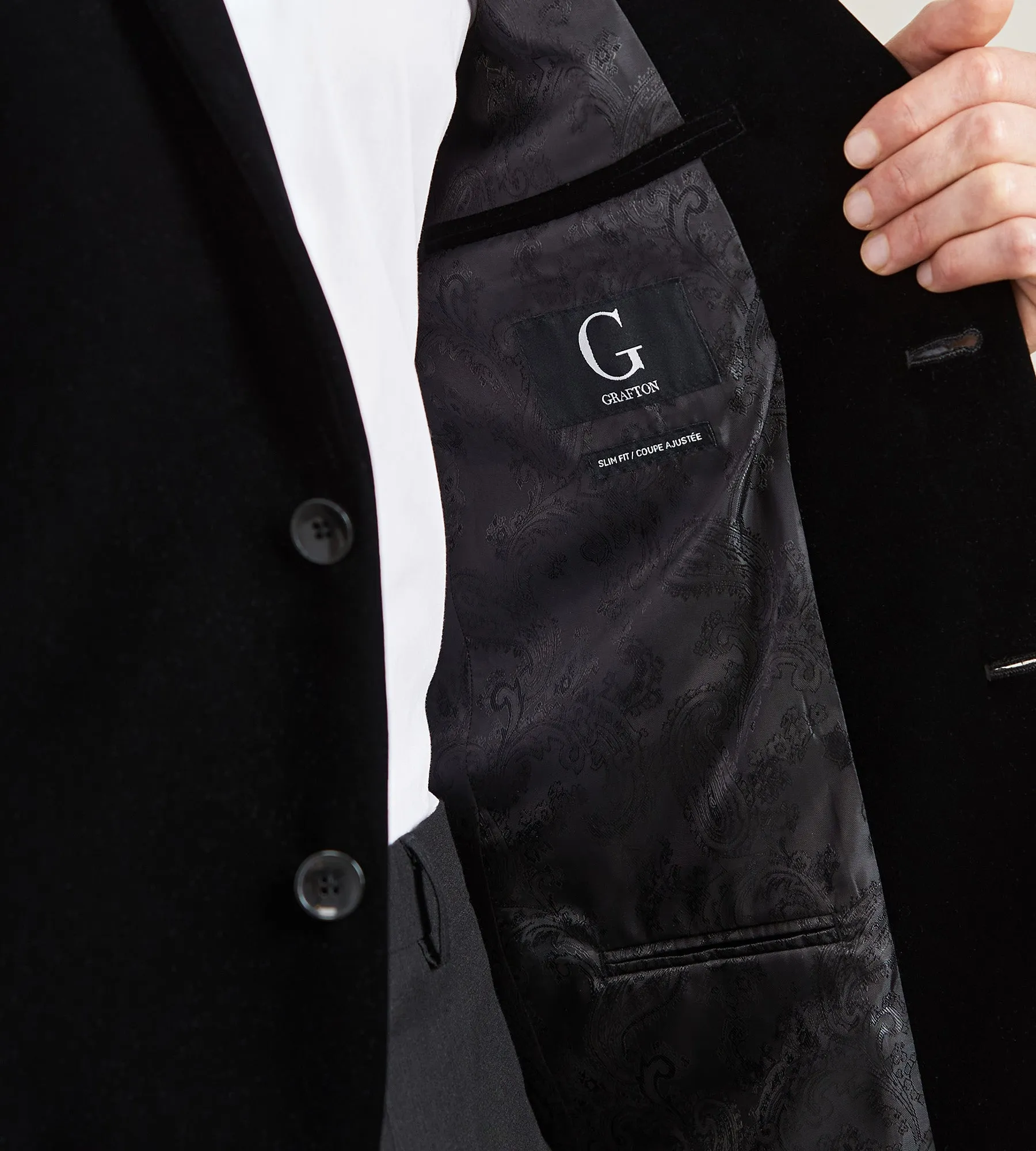 Slim Fit Black Velvet Suit