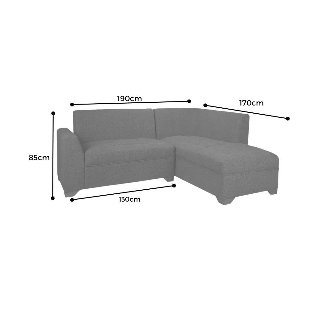 Sofa en L Fusión Osaki   Mesa Escandinava   Cojines Tela Gris