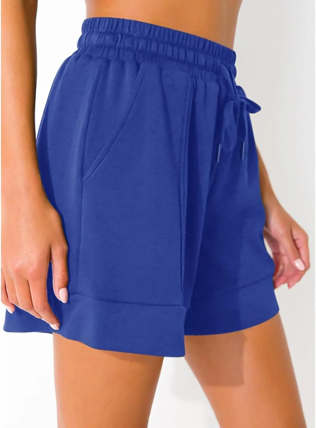 Summer Shorts for Women Casual Elastic High Waist Cotton Linen Shorts Breathable Workout Running Short with Pockets