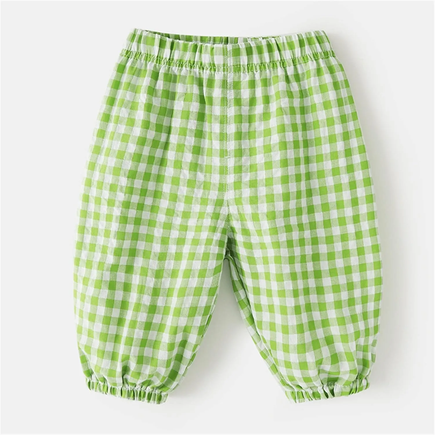 Toddler Boys Plaid Baggy Pants Breathable Lightweight Wide Leg Casual Trousers Elastic Waisted Loose Joggers Pants