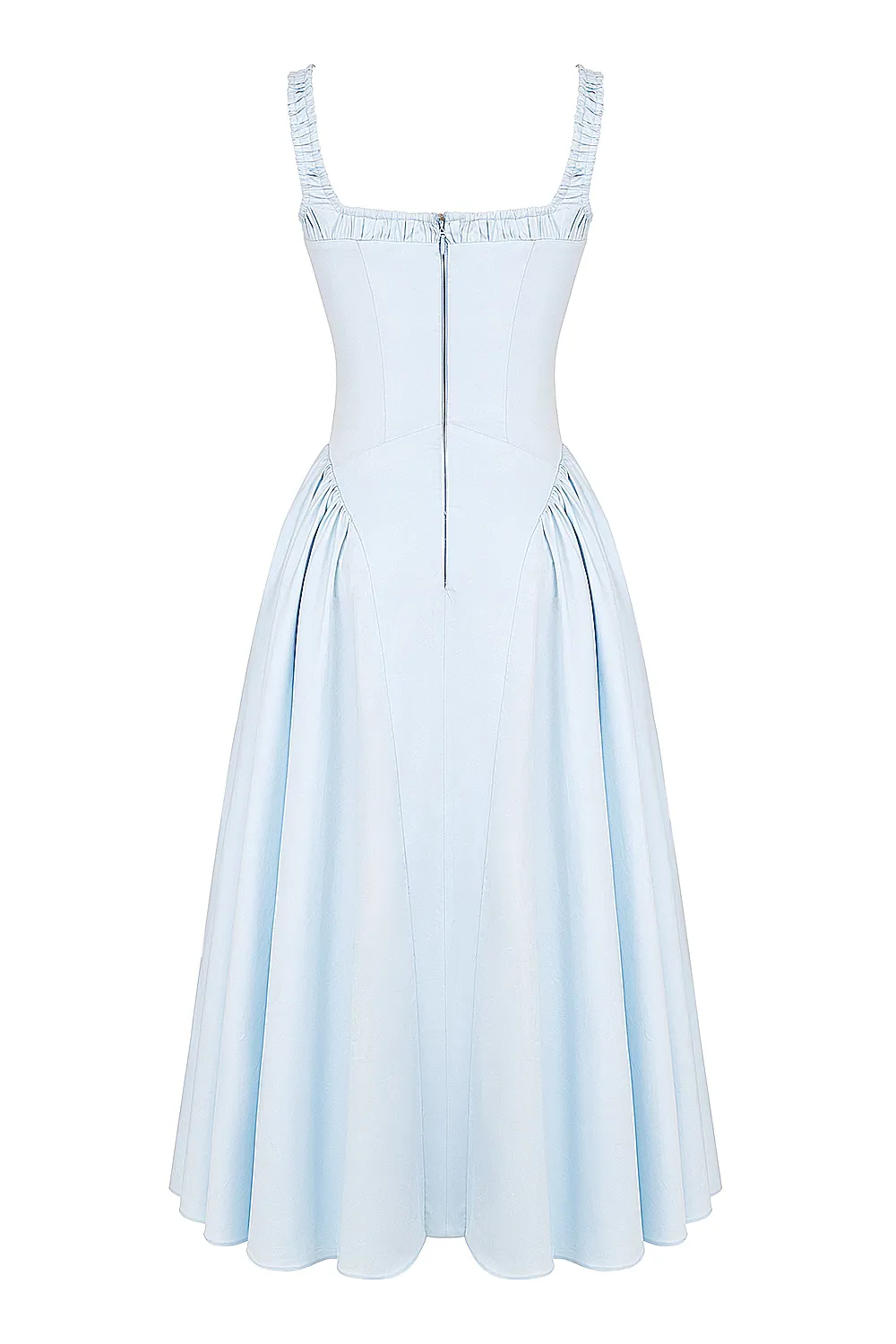 Vestido Azul Cinderela Midi Modelador de Algodão Modelo Dorothy